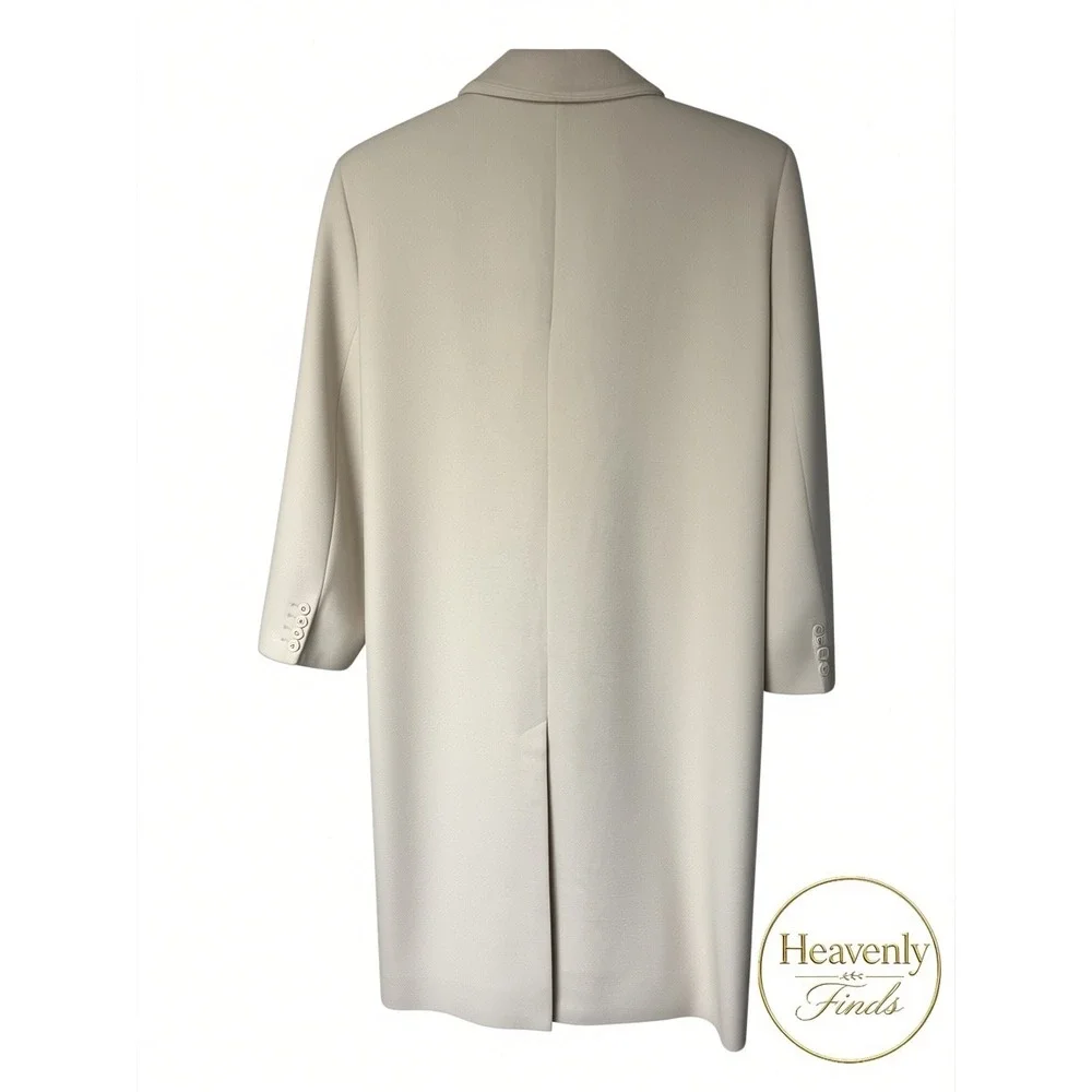 KBB by Kahlana Double Breasted Wool Blend Long Coat 3XL Cream NWT